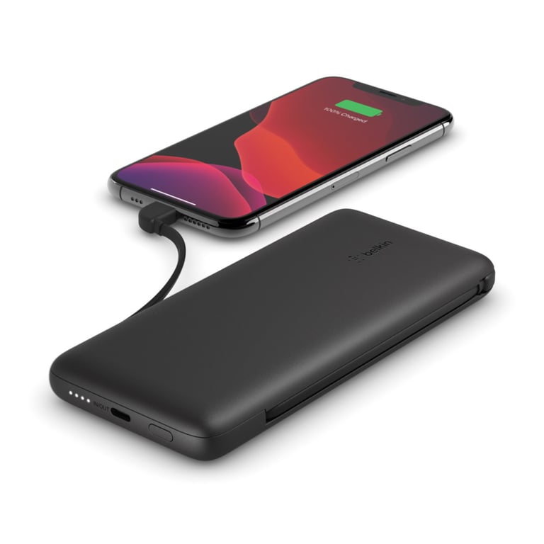фото Зовнішній акумулятор (павербанк) Belkin Power Bank 10000mAh 23W integrated cables Black (BPB006BTBLK)
