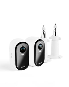 Arlo Essential 2 FHD Außenkamera 2er-Pack mit 2 Wandhalterungen, Einzelhandels-BDL IP-Überwachungskamera für den Innen- und Außenbereich, 1080 x 1920 px, Decken-/Wand-/Tischmontage