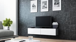 Cama Szafka RTV VIGO '140' 30/140/40 szary/biały połysk