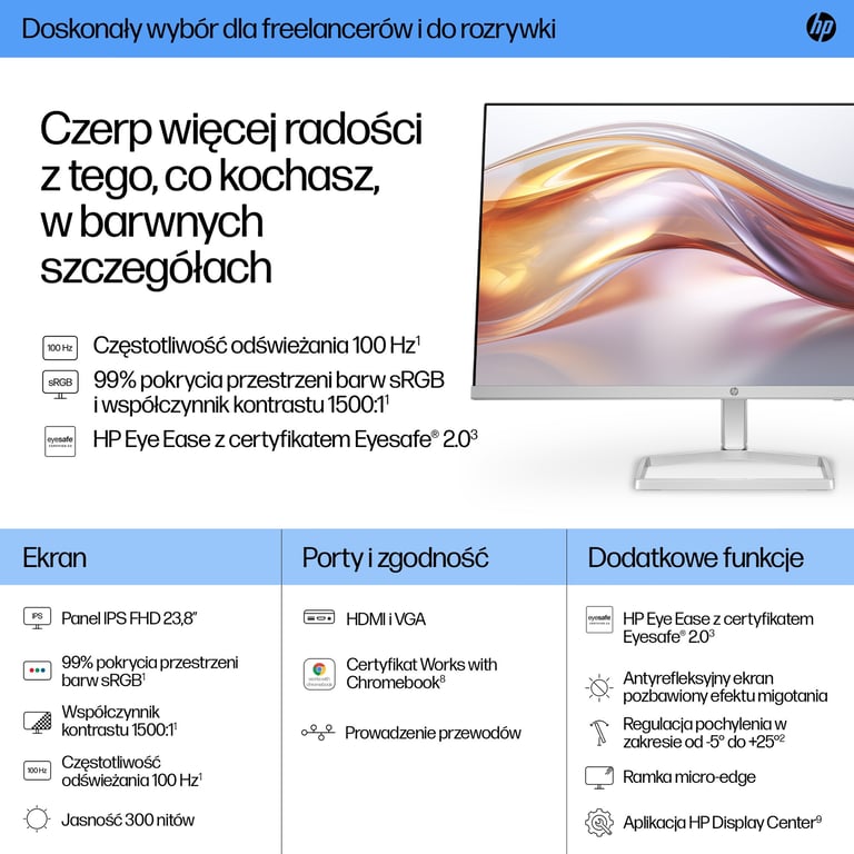 HP 23,8-calowy monitor seria 5 FHD – 524sf