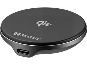 Sandberg 441-61 laddare för bärbara enheter, universell, aluminium, svart, USB, trådlös laddning, för inomhusbruk