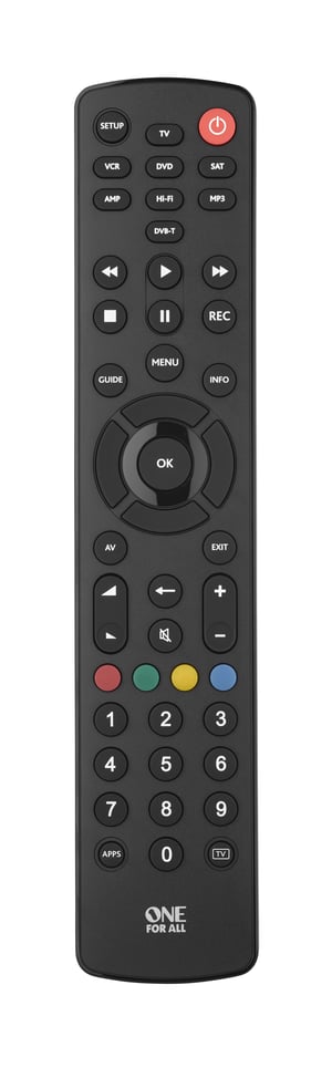One For All Basic Contour 8 pilot Podczerwień TV, TV set-top box, DVD/Blu-ray, Głośnik soundbar Naciśnij przyciski