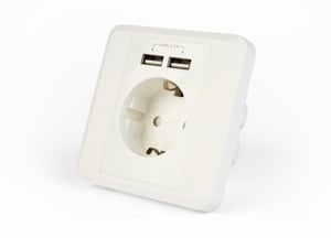 EnerGenie EG-ACU2A2-01 gniazdko elektryczne 2 x USB + CEE 7/3 Biały