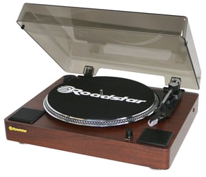 Roadstar TT-260SPK Plattenteller mit drehbarem Teller Plattenspieler mit Direktantrieb Holz Automatisch