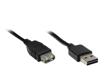 Alcasa USB A - USB A 1.8m M/F kabel USB USB 2.0 1,8 m 0,48 Gbit/s Czarny