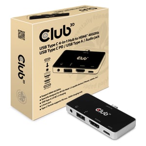 CLUB3D CSV-1591 Dockingstation USB 3.2 Gen 1 (3.1 Gen 1) Typ C, Schwarz, Chrom