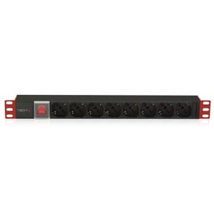 Techly I-CASE STRIP-18C20 Stromverteilereinheit (PDU) mit 8 Netzanschlüssen, 1U, schwarz, rot