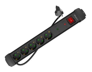 Lanberg SP1-05F-0500-BK förgreningsdosa 5 m, 5 x nätuttag, inomhusbruk, svart