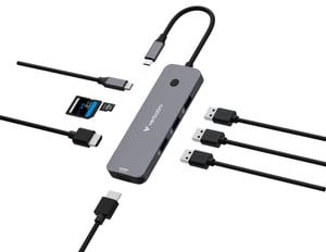 Verbatim CMH-08 USB Type-C 5000 Mbit/s Srebrny