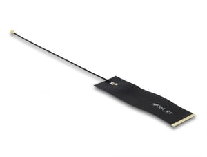 DeLOCK LoRa-Antenne 863–928 MHz, 2 x I-PEX Inc.-Stecker, MHF 4, 1,68 dBi, Leiterplatte, 15 cm, 1,13, FPC, schwarz, selbstklebend