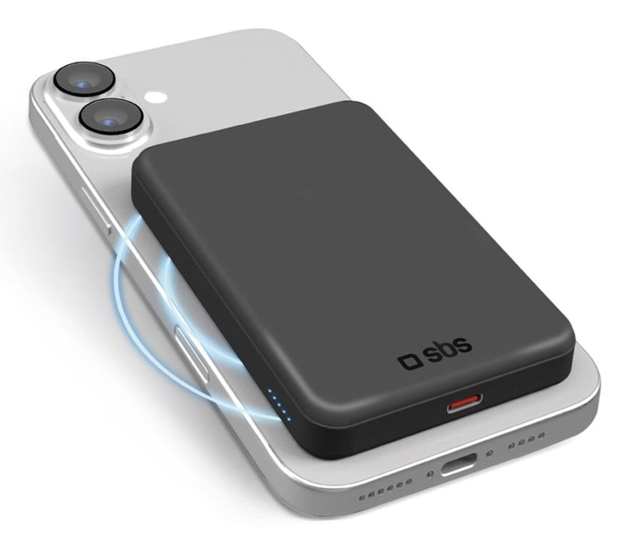 фото Зовнішній акумулятор (павербанк) SBS Mag Power Bank Qi2 5000 mAh Black (TEBB5000QI2)