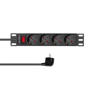 LogiLink PDU4B01 strömfördelare (PDU) med 4 nätuttag, 1U, svart