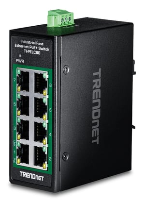 Trendnet TI-PELC80 Netzwerk-Switch, unmanaged, Fast Ethernet (10/100), PoE-Unterstützung, schwarz