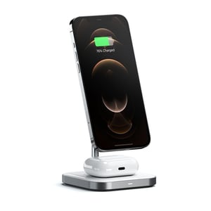 Satechi ST-WMCS2M ładowarka do urządzeń przenośnych Słuchawki, Smartfon Srebrny, Biały USB Bezprzewodowe ładowanie Wewnętrzna