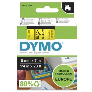 DYMO D1 oryginalne etykiety | rolka 6 mm x 7 m | czarny nadruk na żółtym | samoprzylepne etykiety do drukarek etykiet LabelManager
