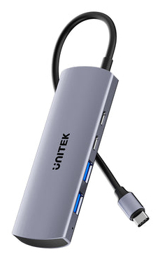 UNITEK uHUB Q4 USB 3.2 Gen 1 (3.1 Gen 1) Type-C 10000 Mbit/s Szary