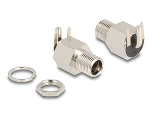 DeLOCK 5.5 x 2.1 mm DC Coaxial Female Connector for Soldering, Angled - Hex 20 V/10 A