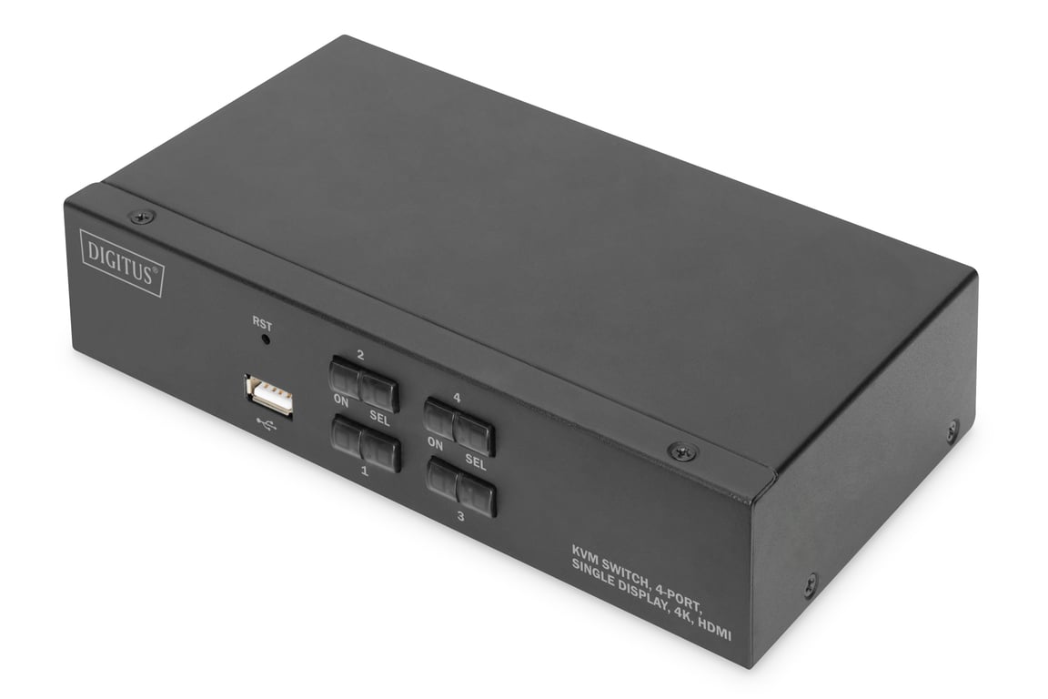 Digitus Przełącznik KVM, 4-portowy, pojedynczy wyświetlacz, 4K, HDMI®
