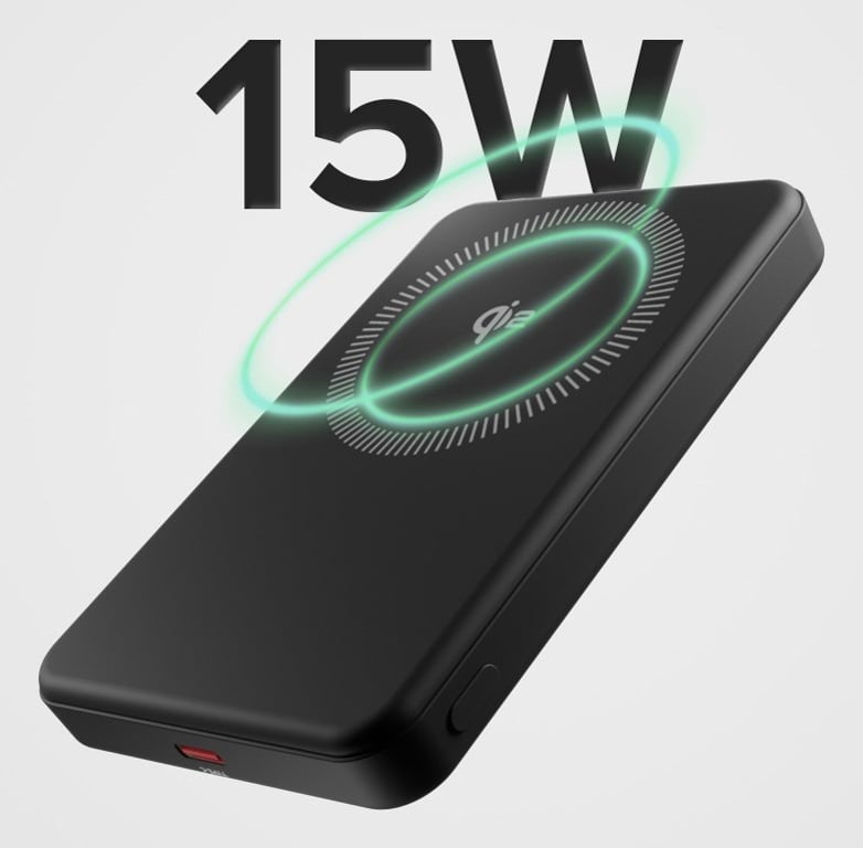 фото Зовнішній акумулятор (павербанк) SBS Mag Power Bank Qi2 5000 mAh Black (TEBB5000QI2)
