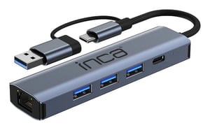 Inca IUTP-5T huby i koncentratory USB Type-C 1000 Mbit/s Szary