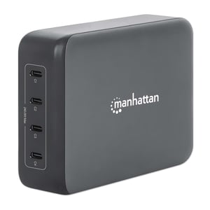 Manhattan 102667 Ladegerät für mobile Geräte: Mobiltelefon, Laptop, tragbare Spielkonsole, Smartphone, Tablet, schwarz, Wechselstrom, Schnellladung, intern