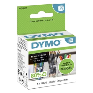 DYMO LW kleine Universaletiketten | 13 mm x 25 mm | Rolle mit 1000 leicht ablösbaren Etiketten | selbstklebend | für LabelWriter-Etikettendrucker | Original
