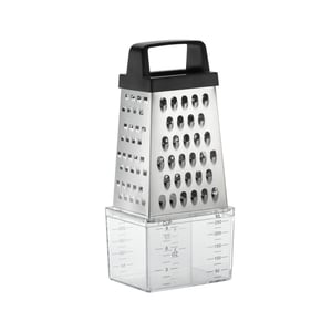 Resto Kitchenware 95412 Manual Grater / Spiralizer Grater with Container, Black, Stainless Steel