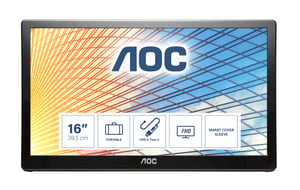 AOC E1659FWU tragbarer Fernseher/Monitor Schwarz 39,6 cm (15,6") 1366 x 768 px