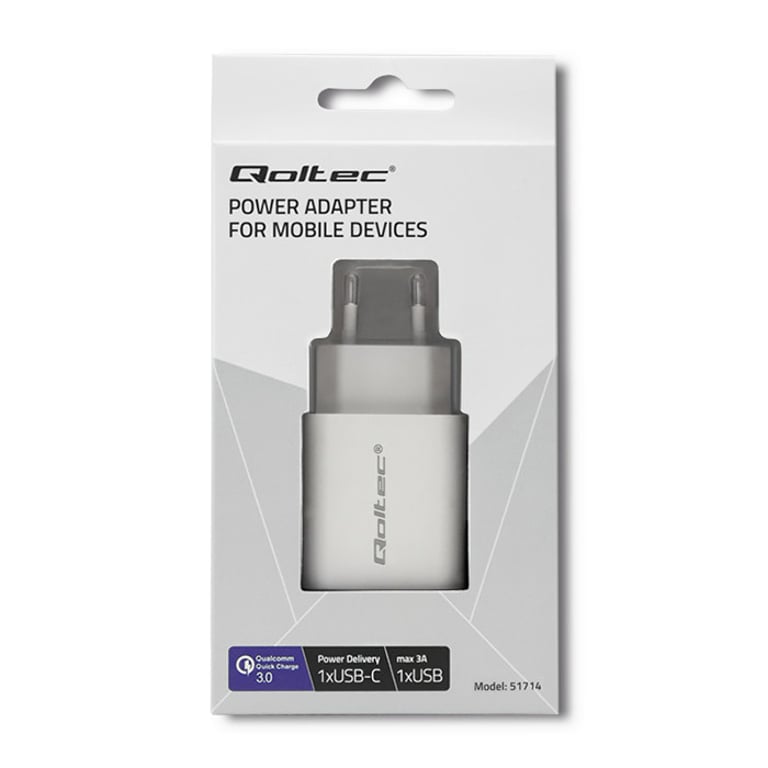 Qoltec 51714 adapter zasilający/ inwentor Wewnętrzna 18 W Biały