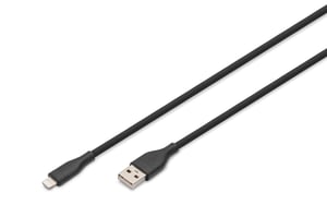 Digitus Silikon-Verbindungskabel Lightning, USB-A – Lightning, 1 m, schwarz