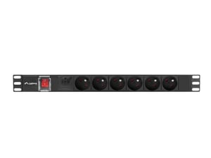 Lanberg PDU-06E-0200-BK rozdzielacz zasilania PDU 6 x gniazdo sieciowe 1U Czarny