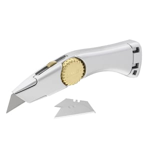 Stanley 2-10-122 kniv, aluminium, mässing, avbrytbar knivblad