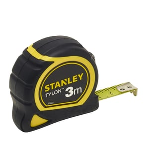 Stanley Tylon 3 m Tape Measure Acrylonitrile Butadiene Styrene (ABS) Copolymer, Rubber, Black, Yellow