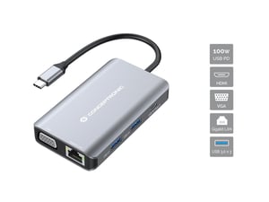 Conceptronic DONN21G Wired USB 3.2 Gen 1 (3.1 Gen 1) Type-C Docking Station, Gray