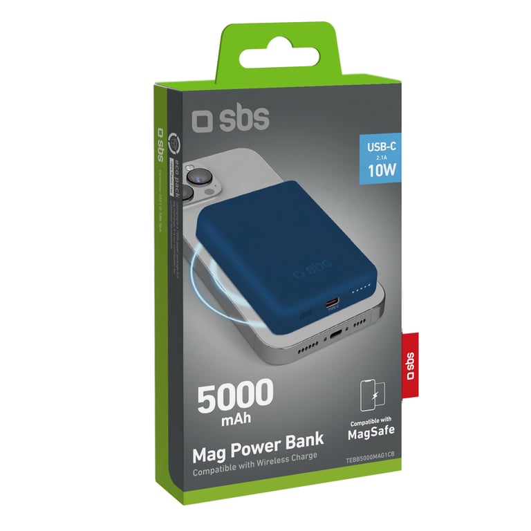 фото Зовнішній акумулятор (павербанк) SBS Wireless Magnetic Power Bank 10W 5000 mAh Blue (TEBB5000MAG1CB)