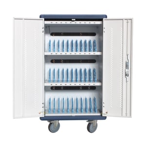Techly I-CABINET-30DUTY Mobile Device Cabinet Mobile Device Management Cart White, Blue