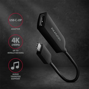 Axagon RVC-DP Cable Adapter, 0.22 m, USB Type-C to DisplayPort, Black