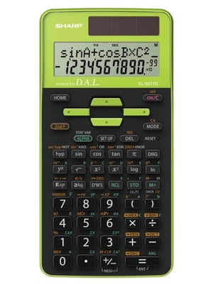 Sharp EL-531TG fickräknare, vetenskaplig räknare, svart, grön