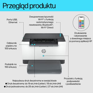HP LaserJet M207dw Bezprzewodowe Czerń i biel Drukarka, Druk dwustronny