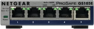 NETGEAR GS105E-200PES, hanterbar L2/L3 Gigabit Ethernet-nätverksswitch (10/100/1000), grå