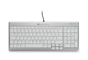 BakkerElkhuizen UltraBoard 960 Standard Compact kontors tangentbord USB QWERTZ Swiss Silver, Vit