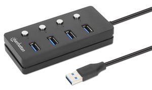 Manhattan 180887 USB 3.2 Gen 1 (3.1 Gen 1) Type-A-hubbar och koncentratorer, 5000 Mbit/s, svart