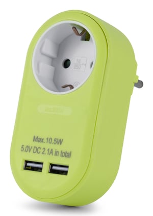 Entac EPAG-1EE-2USB-L adapter wtyczek zasilających Typu F Limonka
