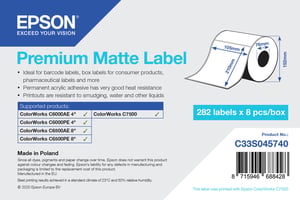 Epson Premium Matte Label - Die-Cut Roll: 105 mm x 210 mm, 282 labels