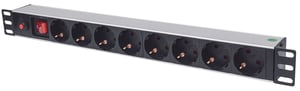 Intellinet 713986 Stromverteilereinheit (PDU) mit 8 Netzwerkanschlüssen, 1U, Aluminium, Schwarz