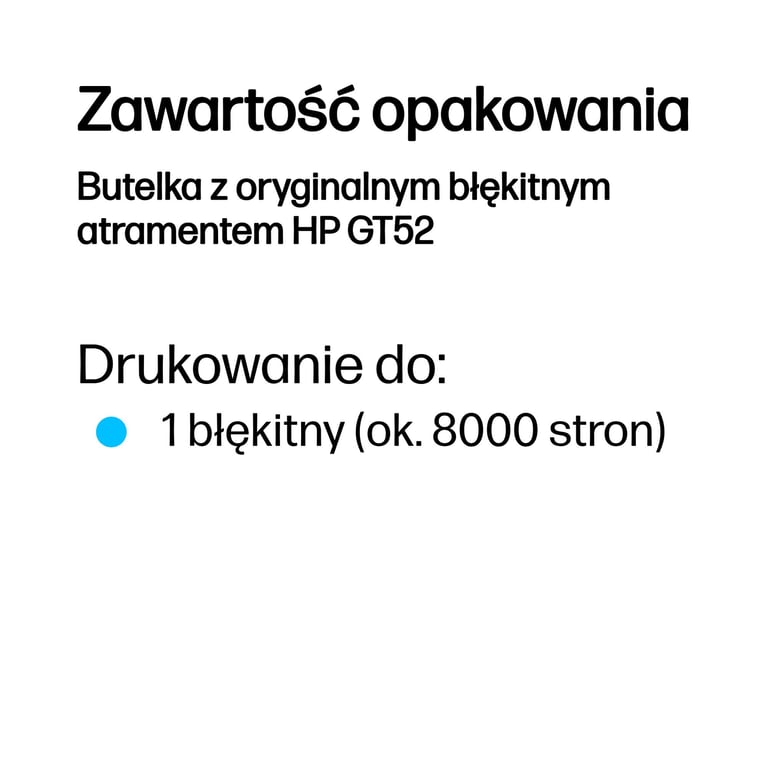 HP Butelka z oryginalnym błękitnym atramentem GT52