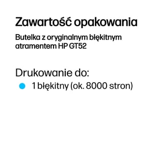 HP Butelka z oryginalnym błękitnym atramentem GT52