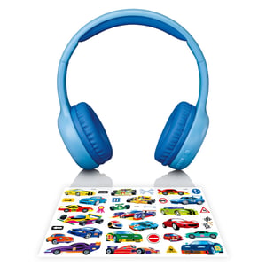 Lenco HPB-110 Kinder-Kopfhörer BT blau 85 dB Begrenzte Akku-Aufkleber Kopfhörerset mit Kabel und kabellos Kopfbügel Micro-USB Bluetooth Blau