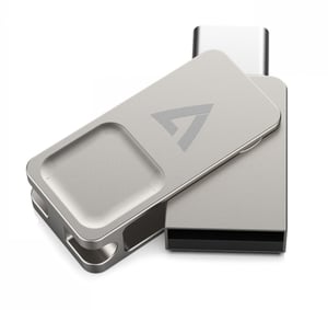 V7 VF3128GTC 128 GB USB Flash Drive USB Type-A / USB Type-C 3.2 Gen 1 (3.1 Gen 1) Silver