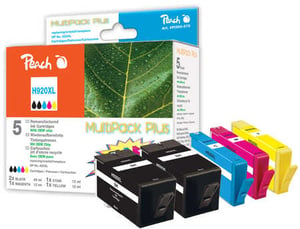 Peach PI300-575 Tintenpatrone, 5 Stück. Hohe (XL) Ergiebigkeit: Schwarz, Cyan, Magenta, Gelb